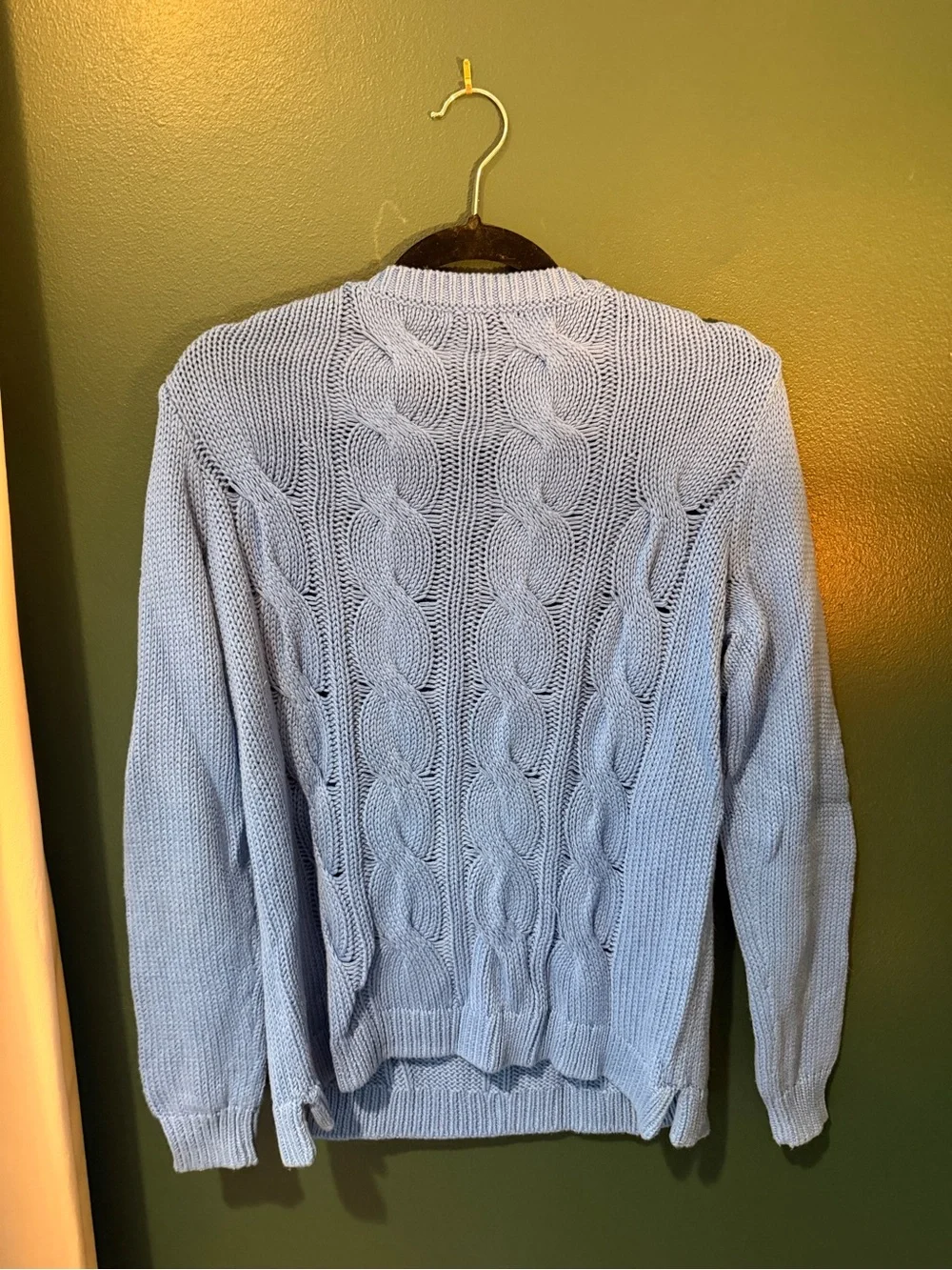 J. Crew Women's Pale Blue Cable-Knit Crewneck Sweater